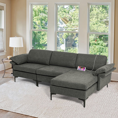 Extra Large Modular L-shaped Sectional Sofa with Reversible Chaise for 4-5 People-Army Green