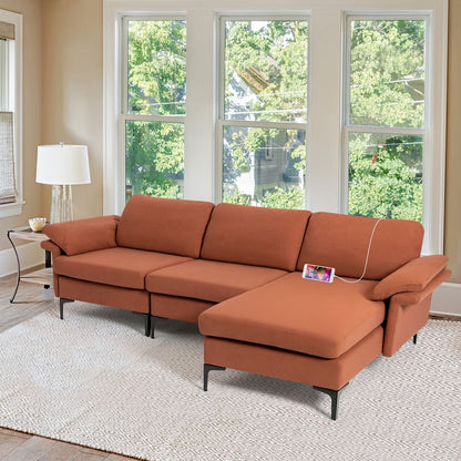 Extra Large Modular L-shaped Sectional Sofa with Reversible Chaise for 4-5 People-Army Green