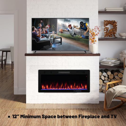 Electric Fireplace 40/50/60 Inches Recessed and Wall Mounted for 2' x 6' Stud-40 Inches