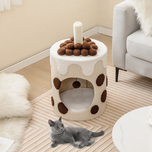 Bubble Tea Cat Tree Tower with Scratching Post-Coffee