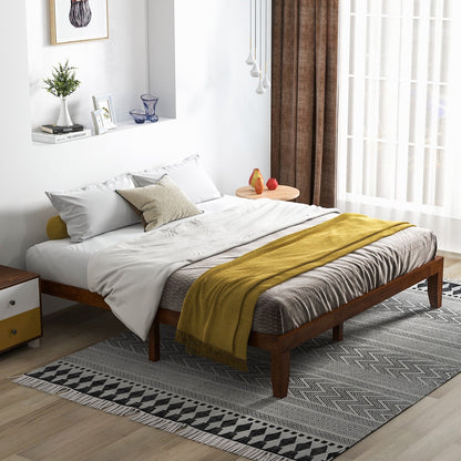 14 Inch King Size Wood Platform Bed Frame-Brown