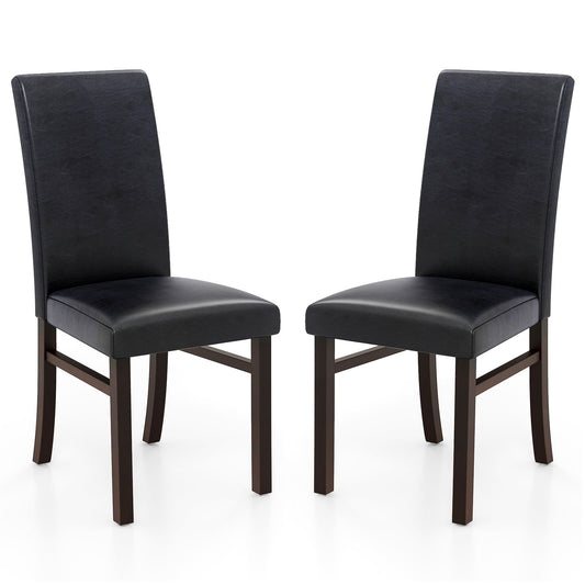 Upholstered Dining Chairs Set of 2 with Solid Rubber Wood Legs