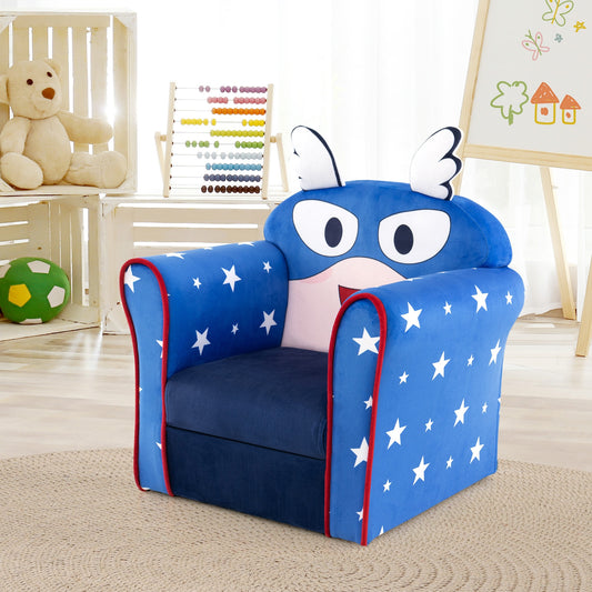 Original Kids Sofa with Armrest and Thick Cushion-Blue