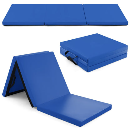 6 x 2 FT Tri-Fold Gym Mat with Handles and Removable Zippered Cover-Black
