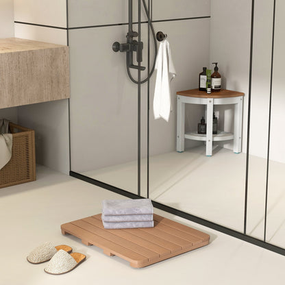 Waterproof HIPS Bath Spa Shower Mat with Non Slip Foot Pads-Brown