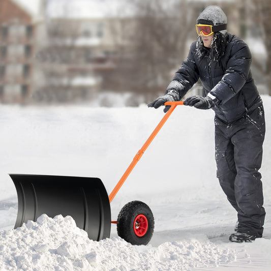 29 Inches Snow Pusher for Driveway-Orange