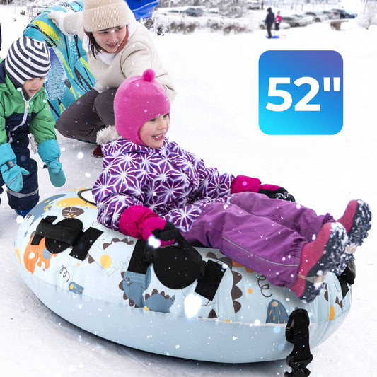 52 Inch Inflatable Snow Sled with Cold-Resistant and Heavy-Duty Material-Blue