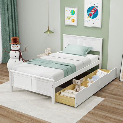 Twin Size Bed Frame with Storage Drawers-Espresso