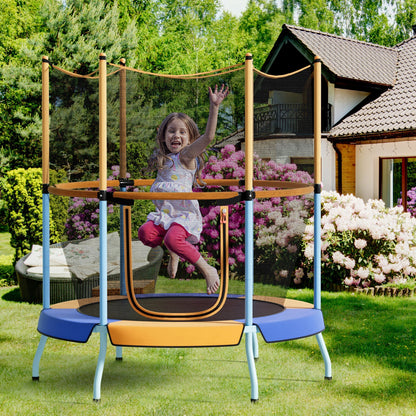 48 Inch Toddler Trampoline with Safety Enclosure Net-Orange