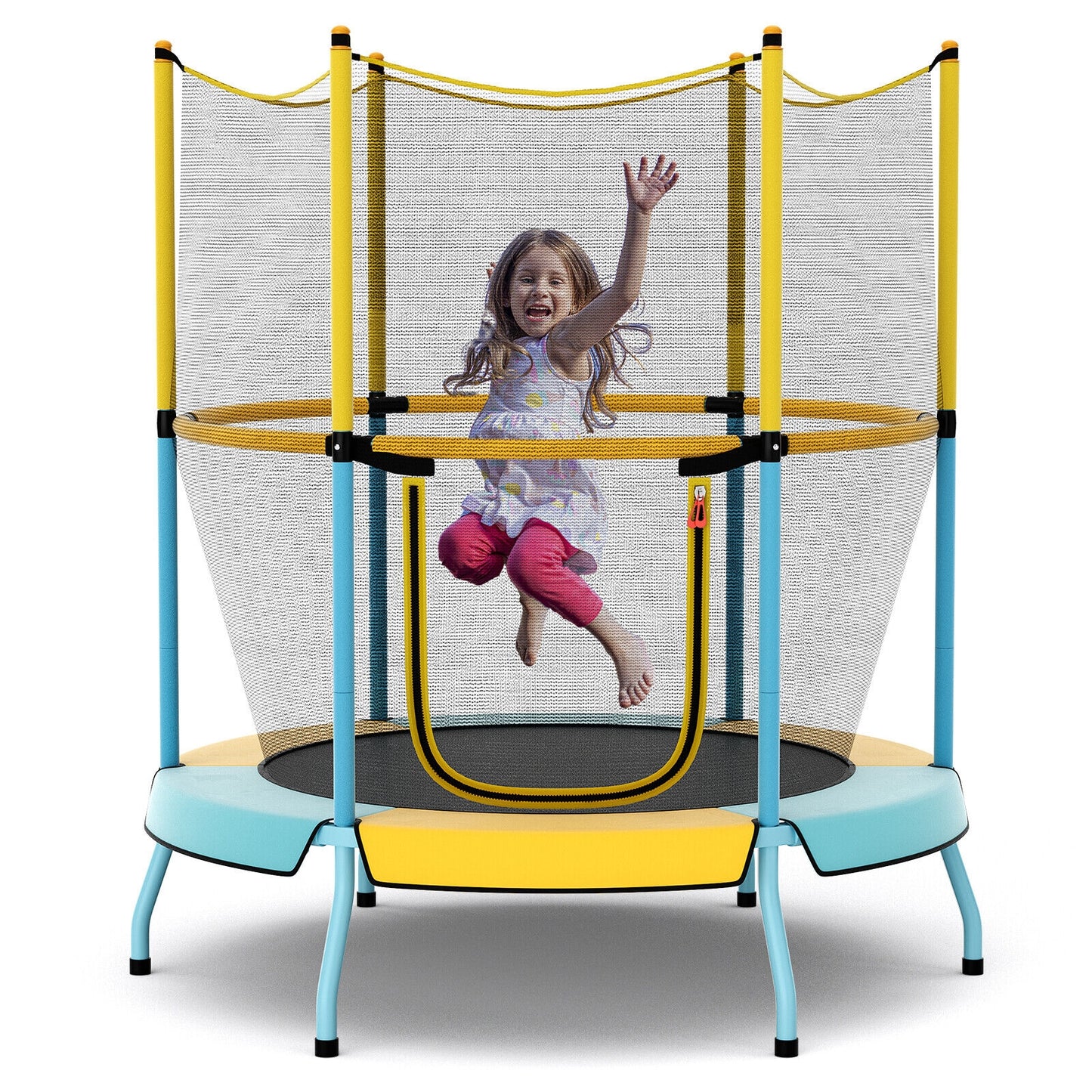 48 Inch Toddler Trampoline with Safety Enclosure Net-Yellow