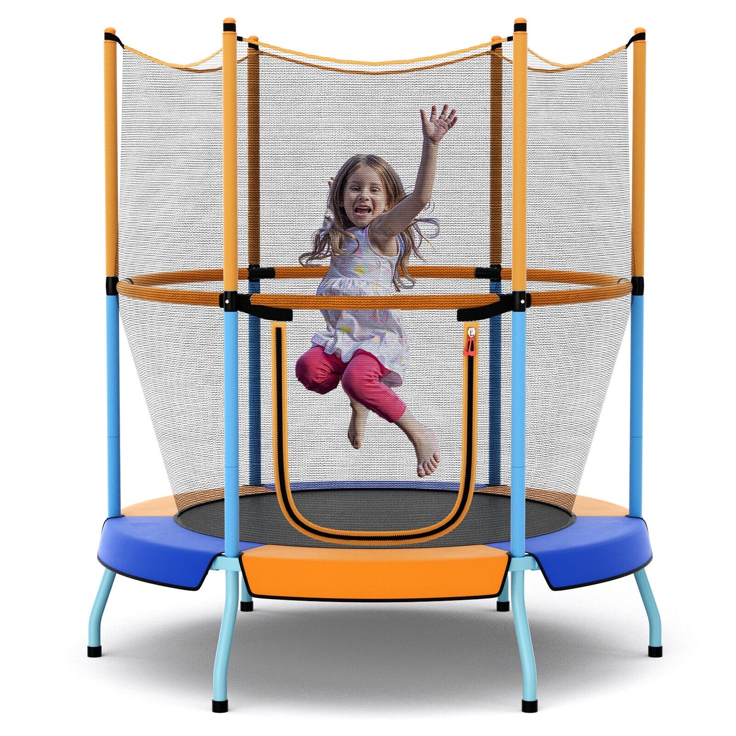 48 Inch Toddler Trampoline with Safety Enclosure Net-Orange
