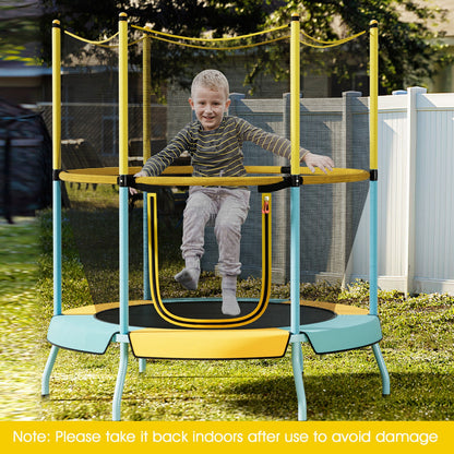 48 Inch Toddler Trampoline with Safety Enclosure Net-Yellow
