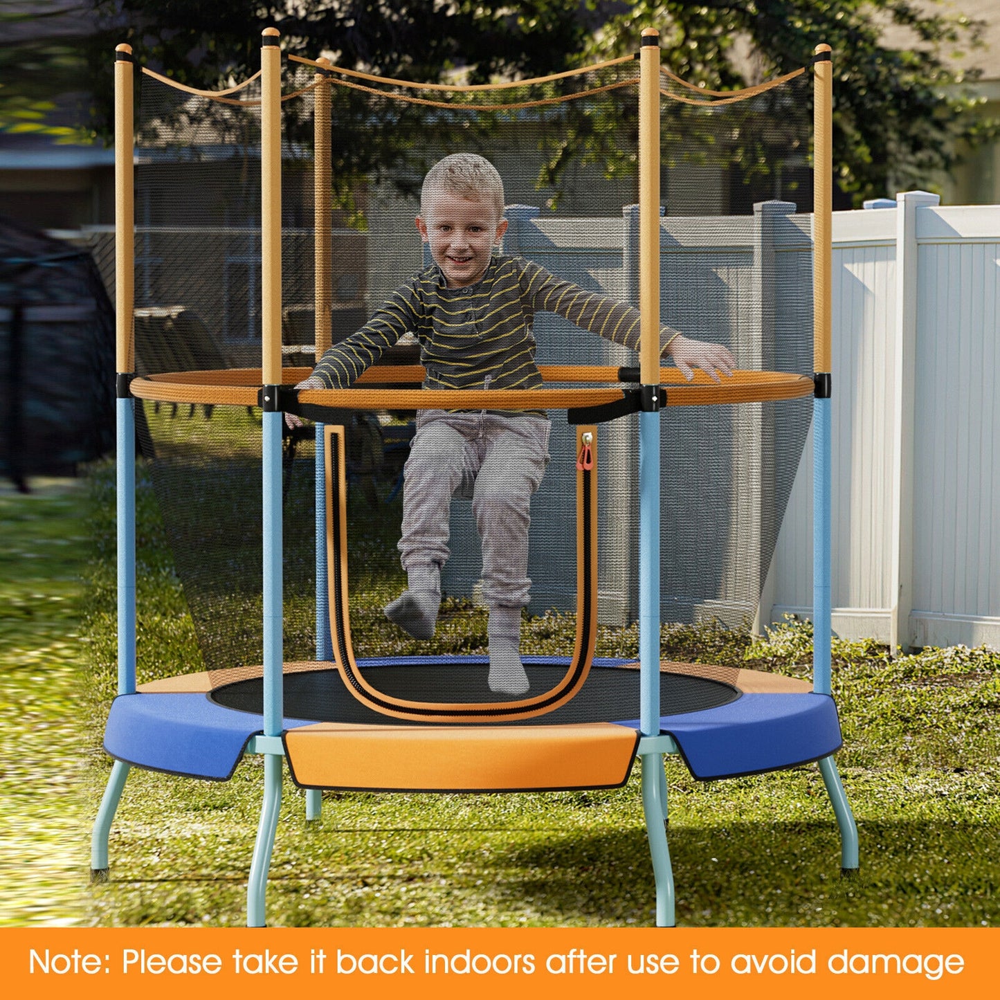 48 Inch Toddler Trampoline with Safety Enclosure Net-Orange