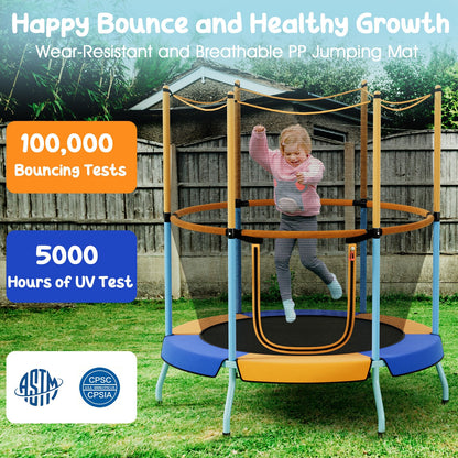 48 Inch Toddler Trampoline with Safety Enclosure Net-Orange