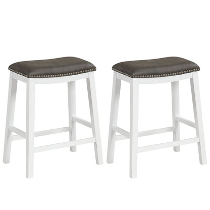 26 Inch Counter Height Bar Stool Set of 2 with Upholstered Seat-Black