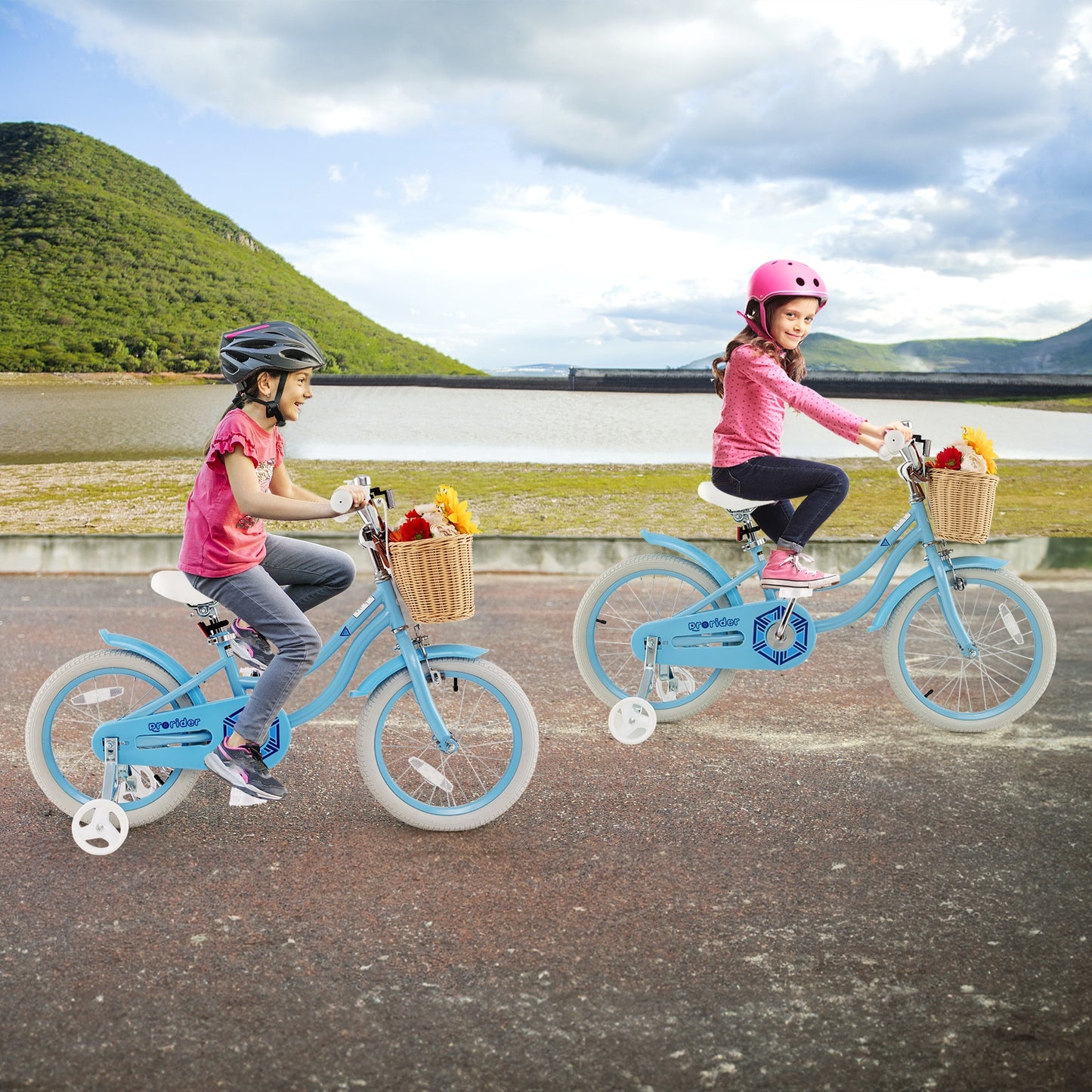 16-Inch Kids Bike with Training Wheels and Adjustable Handlebar Seat-Blue