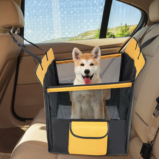 Dog Car Seat Cover with Mesh Window for Small and Medium Dogs-Black