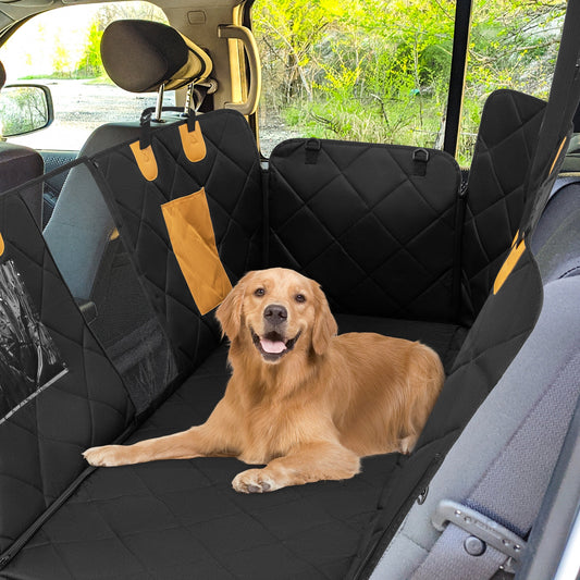 Dog Car Seat Cover Protector for Back Seat with Mesh Windows-Black