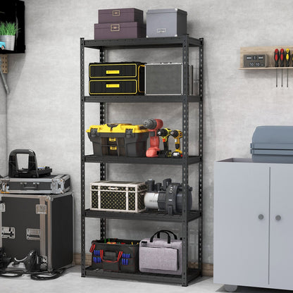 5-Tier Metal Shelving Unit with Anti-slip Foot Pad Height Adjustable Shelves for Garage-S