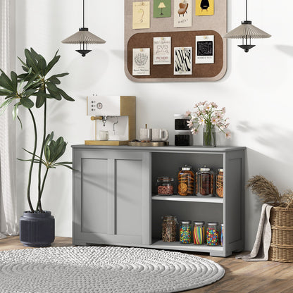 Kitchen Storage Cupboard Cabinet with Sliding Door-Black