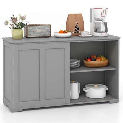 Kitchen Storage Cupboard Cabinet with Sliding Door-Black