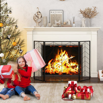 52 x 31 Inch Fireplace Screen-Black