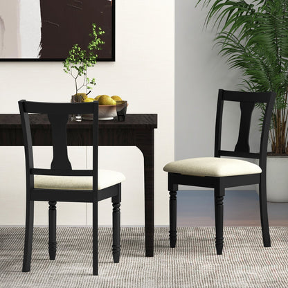 Set of 2 Kitchen Dining Chair with Linen Fabric and Storage Space-Black