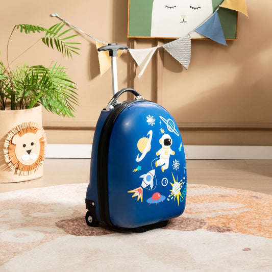 16 Inch Kids Carry-On Luggage Hard Shell Suitcase with Wheels-Blue
