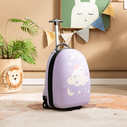 16 Inch Kids Carry-On Luggage Hard Shell Suitcase with Wheels-Blue