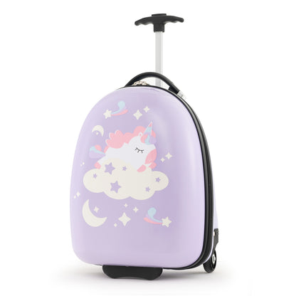 16 Inch Kids Carry-On Luggage Hard Shell Suitcase with Wheels-Blue