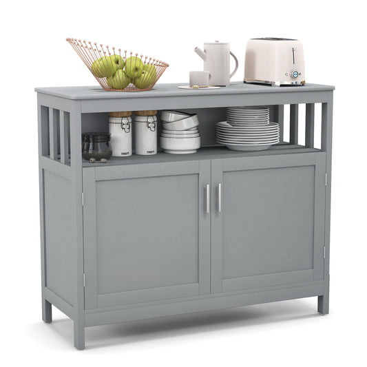 Kitchen Buffet Server Sideboard Storage Cabinet with 2 Doors and Shelf-Gray