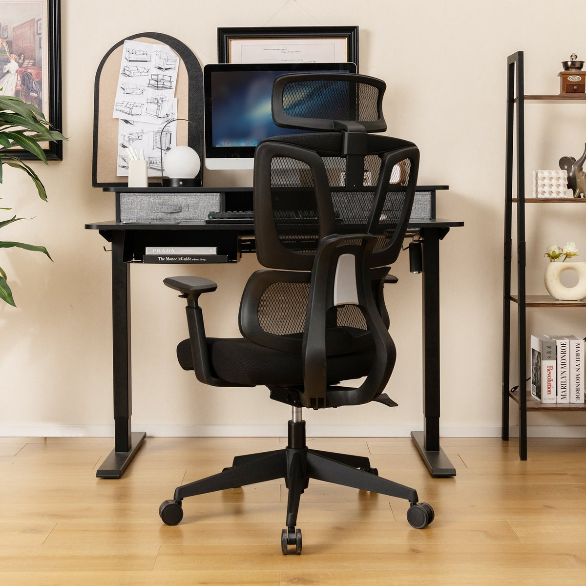 Nfm Computer Chairs Ergonomic Office Chair with N Type Lumbar Support and Adjustable Headr ...