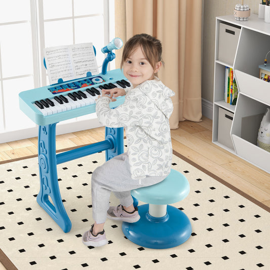 Kids Piano Keyboard 37-Key Kids Toy Keyboard Piano with Microphone for 3+ Kids-Blue
