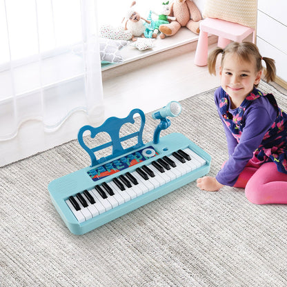 Kids Piano Keyboard 37-Key Kids Toy Keyboard Piano with Microphone for 3+ Kids-Black
