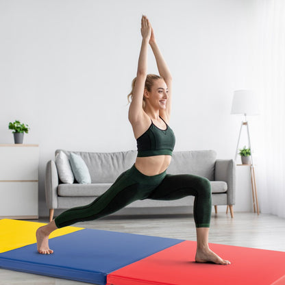 6 x 2 FT Tri-Fold Gym Mat with Handles and Removable Zippered Cover-Black