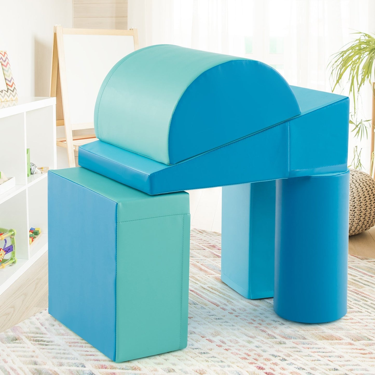 5-Piece Kids Climb and Crawl Activity Playset-Green