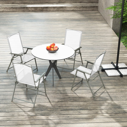 Set of 4 Patio Folding Chair Set with Rustproof Metal Frame-Black