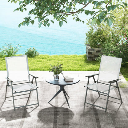 Set of 4 Patio Folding Chair Set with Rustproof Metal Frame-Black