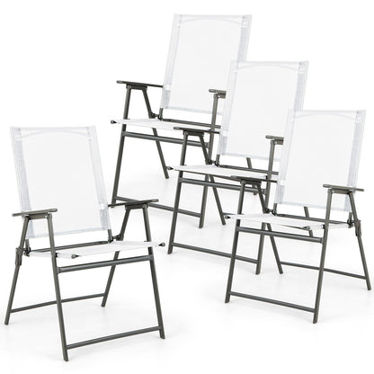 Set of 4 Patio Folding Chair Set with Rustproof Metal Frame-Black