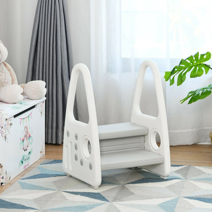 Kids Step Stool Learning Helper with Armrest for Kitchen Toilet Potty Training-Blue