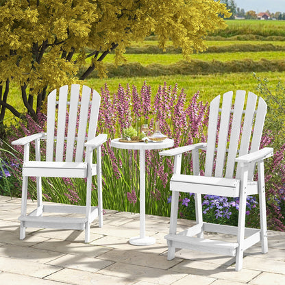 HDPE Patio Chair with Armrest and Footrest for Indoor Outdoor-Brown