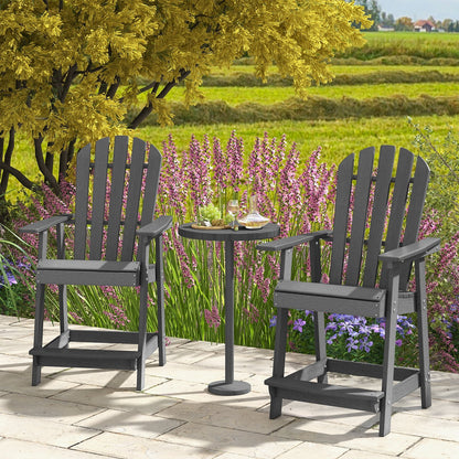 HDPE Patio Chair with Armrest and Footrest for Indoor Outdoor-Brown