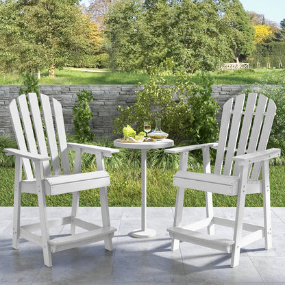 HDPE Patio Chair with Armrest and Footrest for Indoor Outdoor-Brown
