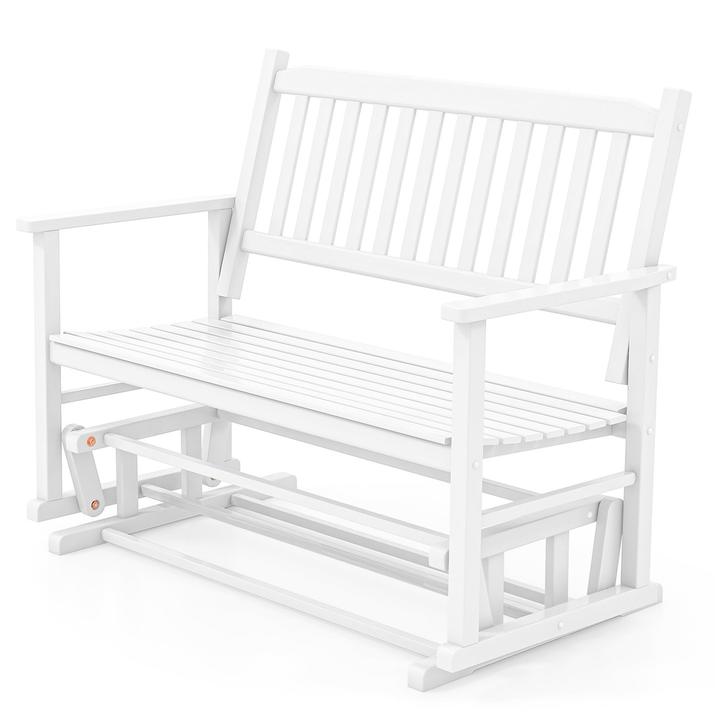 2 Seats Outdoor Glider Bench with Armrests and Slatted Seat-Gray