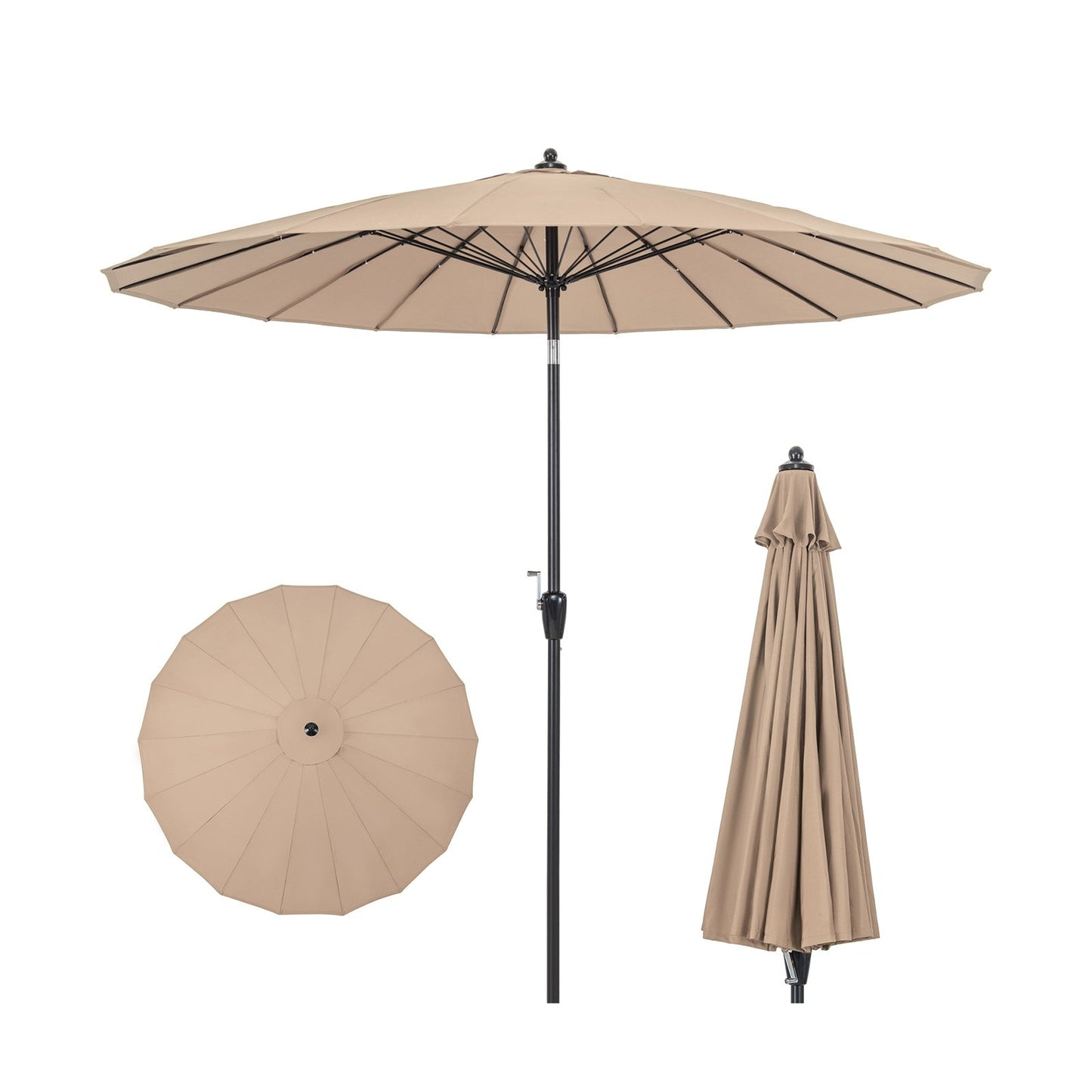 9 Feet Round Patio Umbrella with 18 Fiberglass Ribs-Navy