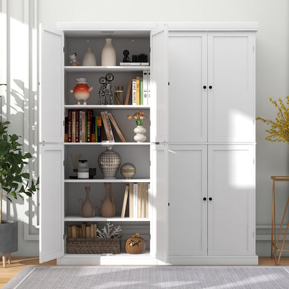 72.5” Tall Buffet Cabinet with 6-Tier Shelves and 4 Doors-Black