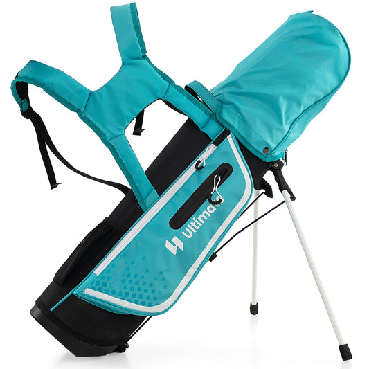 Junior Complete Golf Club Set with Stand Bag Rain Hood-Blue