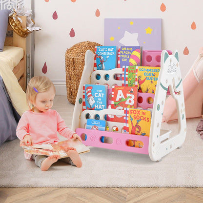 3-In-1 Double Sided Magnetic Dry-Erase Board with Stool and Flipped Writing Desktop-Green