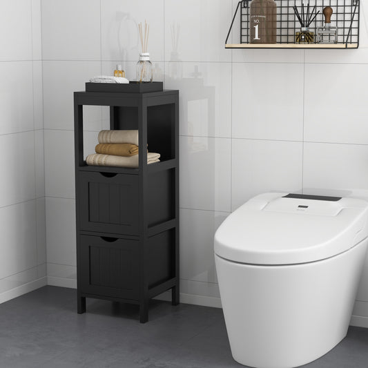 Freestanding Storage Cabinet with 2 Removable Drawers for Bathroom-Black