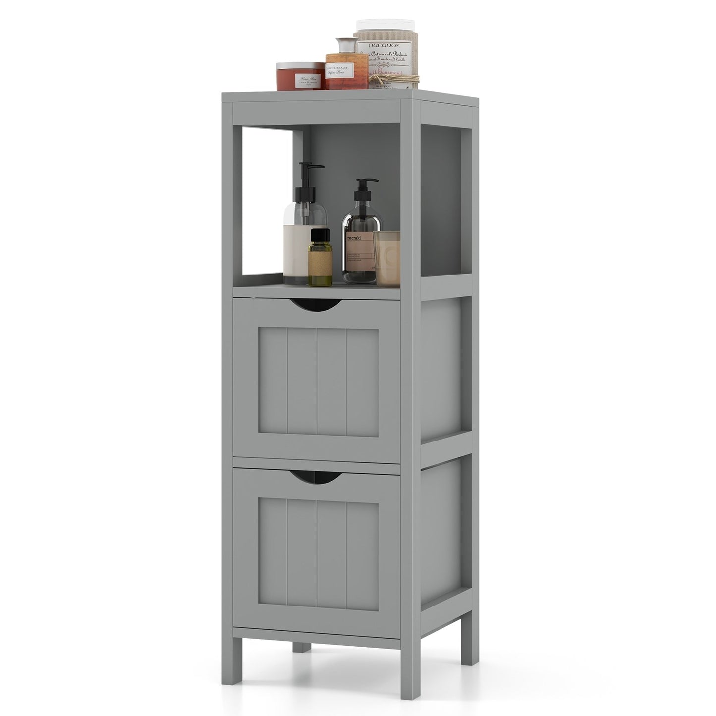 Freestanding Storage Cabinet with 2 Removable Drawers for Bathroom-Black